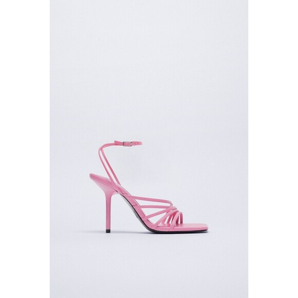 Zara Womens Square Toe Strappy Heels Barbie Pink Size 9 - Picture 2 of 8